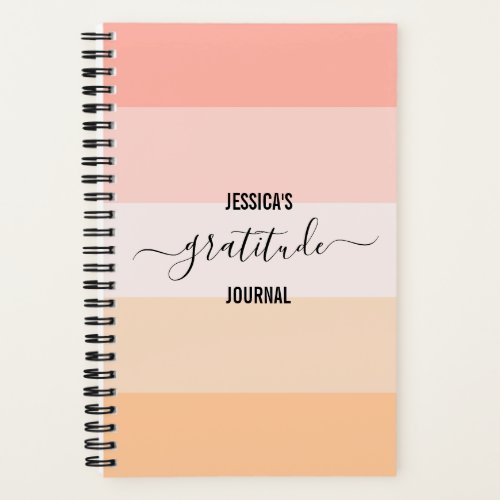 Gratitude Journal blush pink striped script name