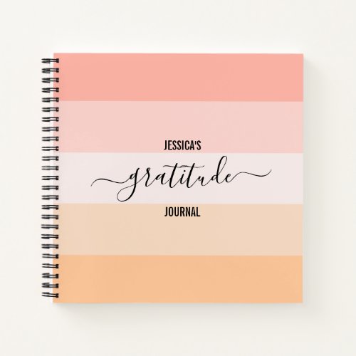 Gratitude Journal Blush Pink Stripes Custom Name