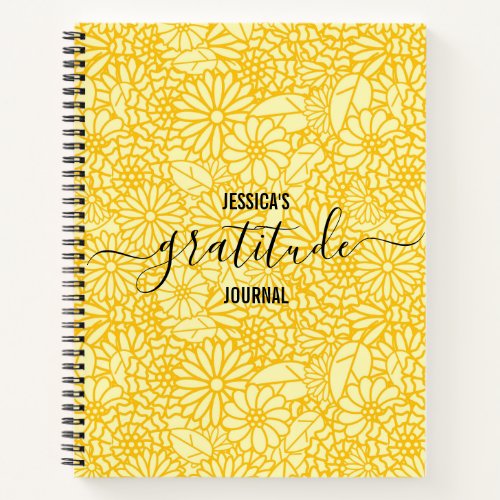 Gratitude Journal Custom Name Floral Daisy Pattern