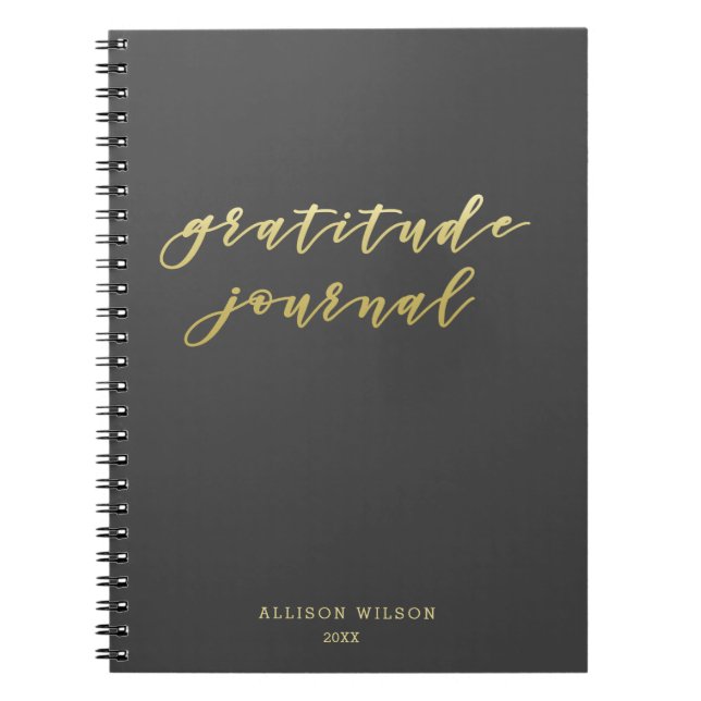 Gratitude Journal - Cute Gold Script Typography  (Front)