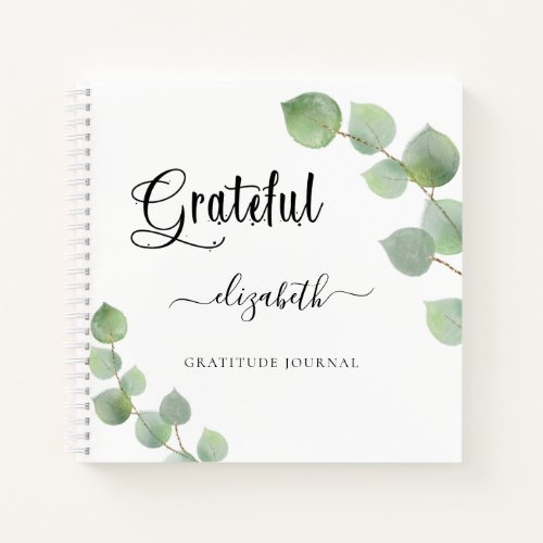 Gratitude journal eucalyptus greenery script