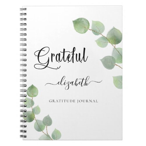 Gratitude journal eucalyptus greenery script