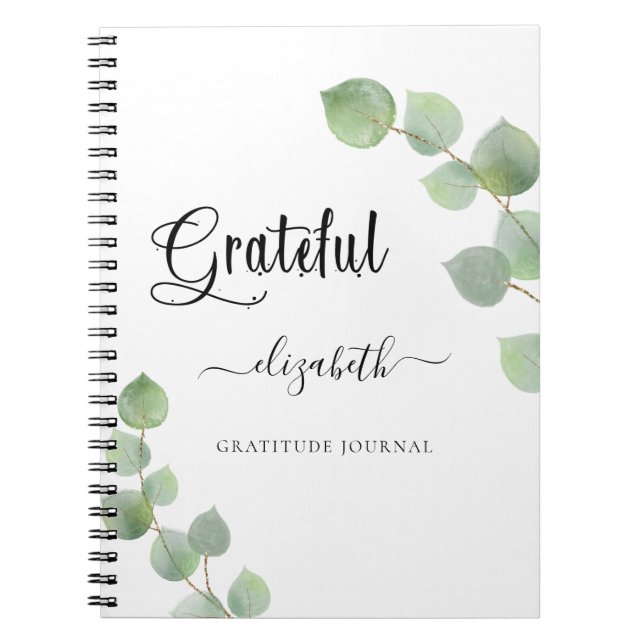 Gratitude journal eucalyptus greenery script (Front)