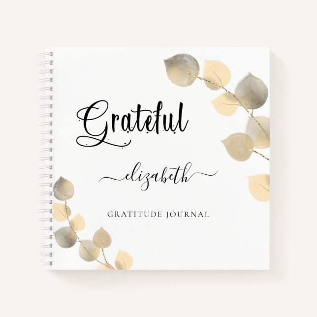 Gratitude journal golden eucalyptus script name (Front)