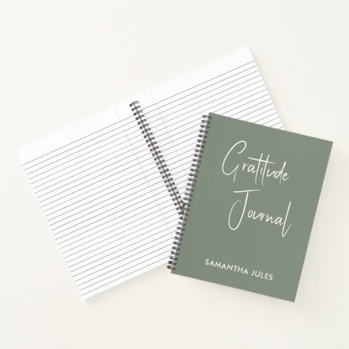 Gratitude Journal Green Sage Personalised script