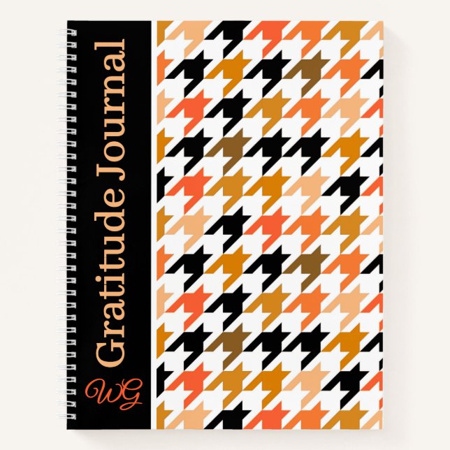 Gratitude Journal Houndstooth Orange Autumn Colors (Front)