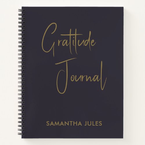 Gratitude Journal Indigo Blue Gold Script