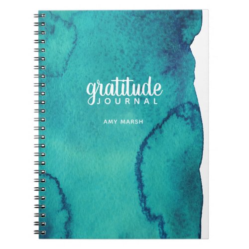 Gratitude Journal Modern Blue Watercolor Script