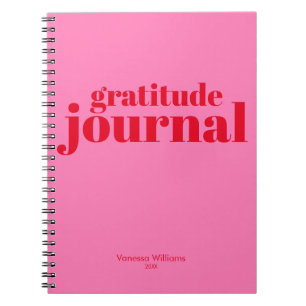 Gratitude Journal Modern Bold Red - Hot Pink
