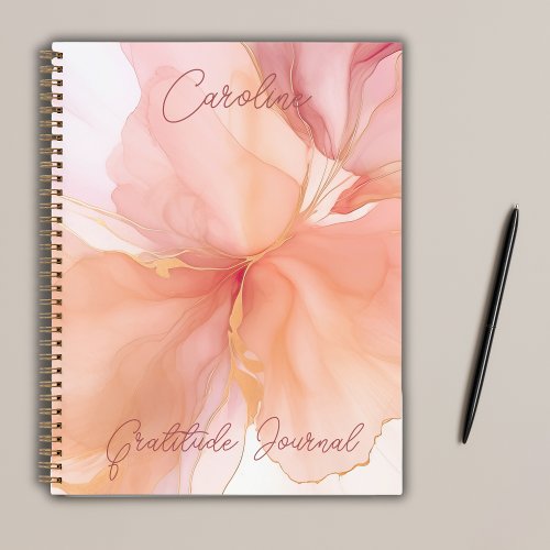 Gratitude Journal Name Feminine Peach Floral