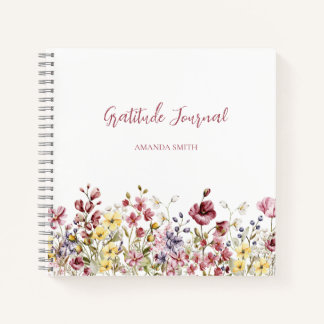 Gratitude Journal Notebook Script Flowers Name