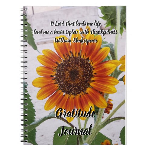 Gratitude Journal Orange Sunflower Photo Quote