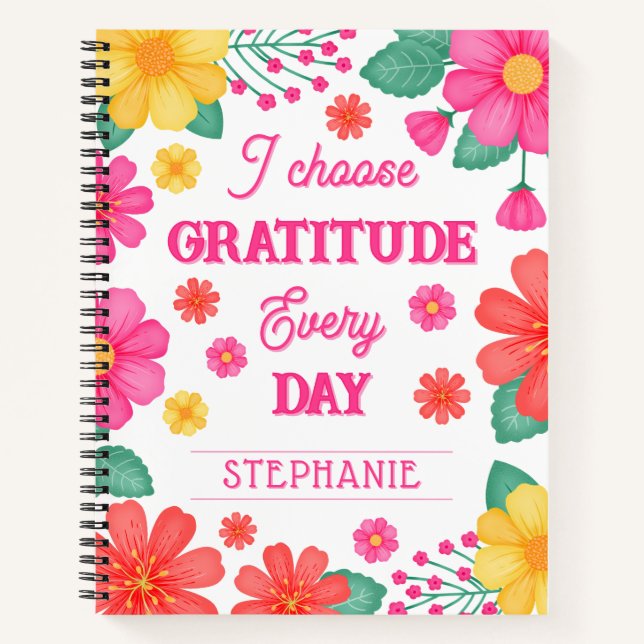 Gratitude Journal Personalized Name Pink Orange (Front)