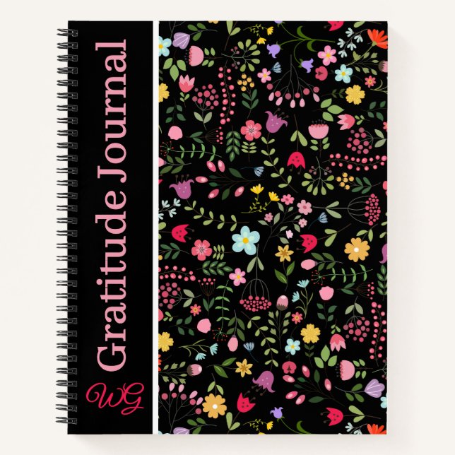 Gratitude Journal Personalized Wildflowers Floral (Front)
