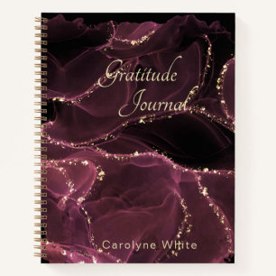 Gratitude Journal Pink Gold Glitter Custom Name