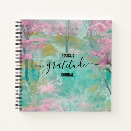 Gratitude Journal pink green  floral Pattern