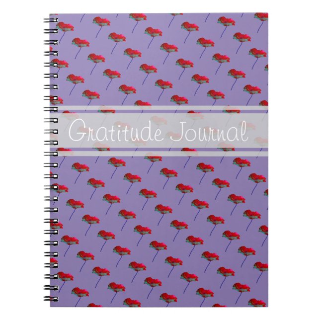 Gratitude journal poppy flower customizable text (Front)