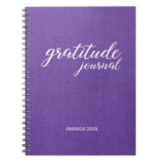 Gratitude Journal Purple Linen Photo Custom Name
