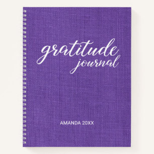 Gratitude Journal Purple Linen Photo Custom Name