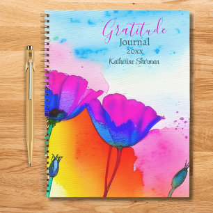 Gratitude Journal Watercolor Floral Poppies