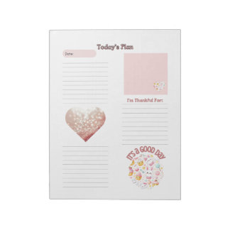 Gratitude Kids Cute Pink Daily Planner Notepad
