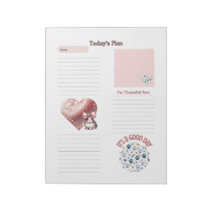 Gratitude Kids Pink Bunny Paw Prints Notepad