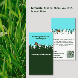 🦋Gratitude Lawn Butterfly Referral Thank You Business Card