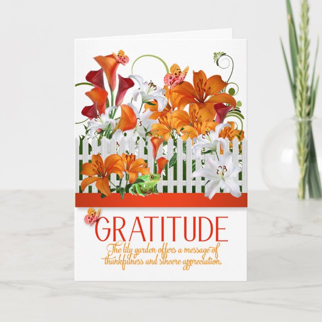 Gratitude Lily Garden Botanical Summer Colors Thank You Card (Front)