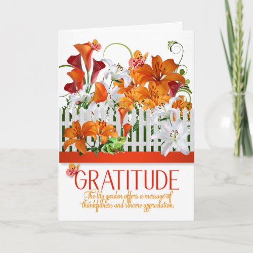Gratitude Lily Garden Botanical Summer Colors Thank You Card