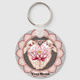 Gratitude Lotus keychain