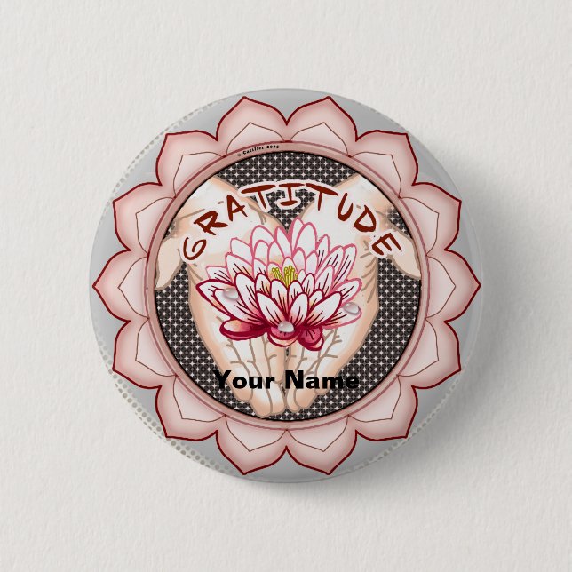 Gratitude Lotus  pin button (Front)