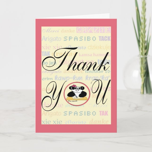 Gratitude means the same in any language letterpress thank you card (Front)