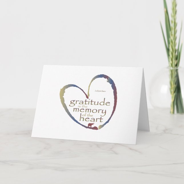 "Gratitude - memory of the heart" Letterpress Thank You Card (Front)