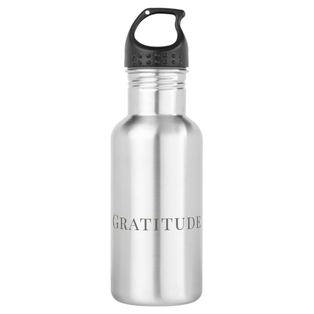 Gratitude – Minimal Typography Design Stainless Steel Water Bottle (Front)