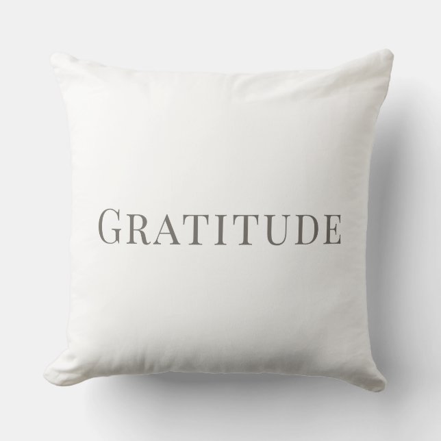 Gratitude – Minimal Typography Design Throw Pillow (Front)