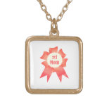Gratitude Number One Mom winner award ribbon Gold Plated Necklace