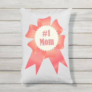 Gratitude Number One Mom winner award ribbon Outdoor Pillow
