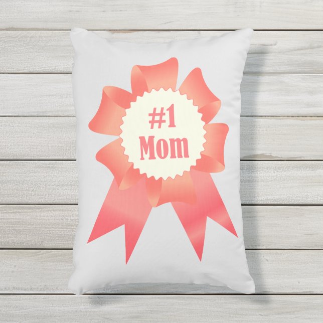 Gratitude Number One Mom winner award ribbon Outdoor Pillow (Front(Vertical))