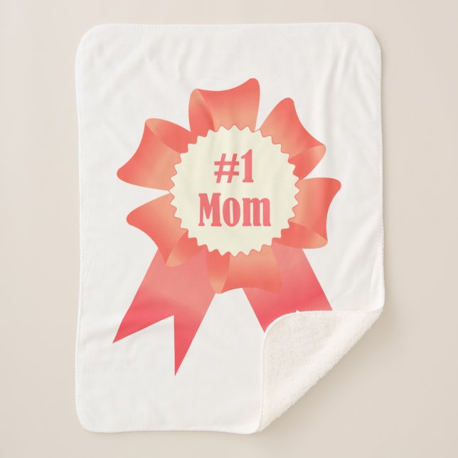 Gratitude Number One Mom winner award ribbon Sherpa Blanket (Front)