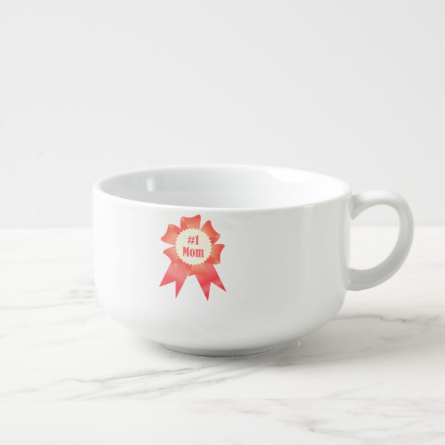 Gratitude Number One Mom winner award ribbon Soup Mug (Left)