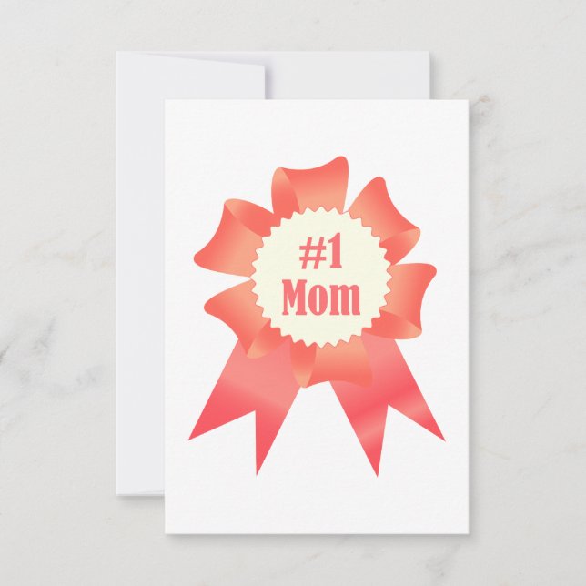 Gratitude Number One Mom winner award ribbon Thank You Card (Front)