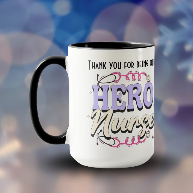 Gratitude  Nurse Pink Typography PERSONALIZE Mug (Personalize for the Nurse or Caregiver In your Life, )