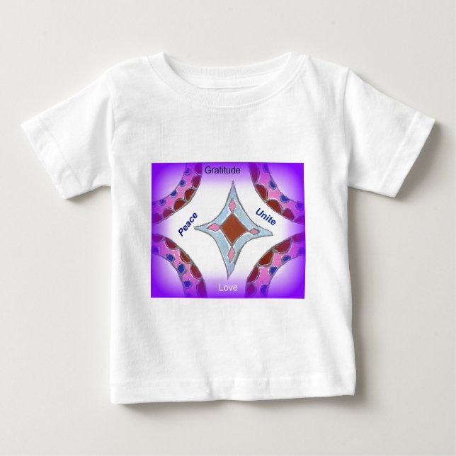 "Gratitude Peace Love Unite" Mandala Art Print Baby T-Shirt (Front)