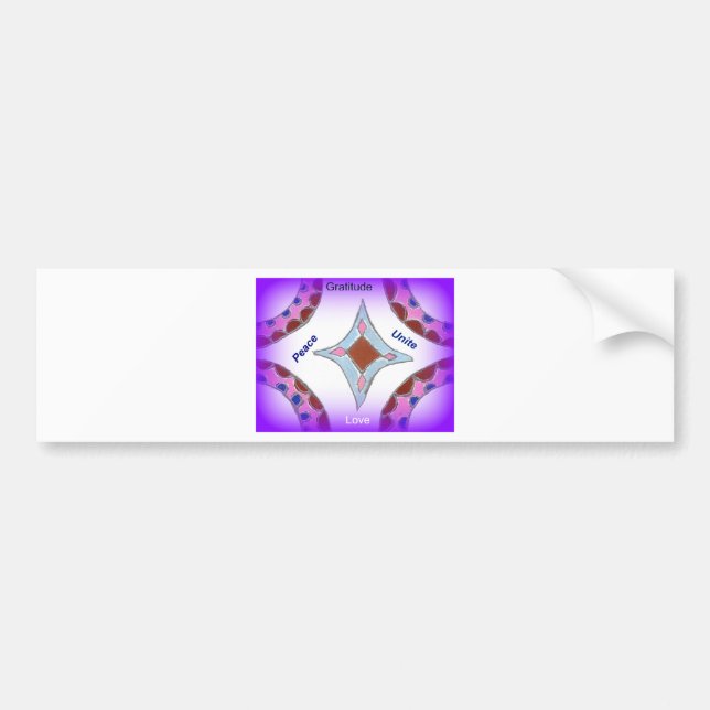 "Gratitude Peace Love Unite" Mandala Art Print Bumper Sticker (Front)