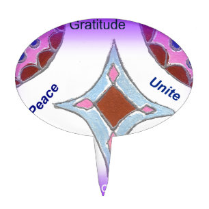 "Gratitude Peace Love Unite" Mandala Art Print Cake Topper