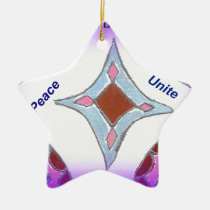 "Gratitude Peace Love Unite" Mandala Art Print Ceramic Ornament