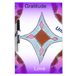 "Gratitude Peace Love Unite" Mandala Art Print Dry-Erase Board