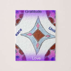 "Gratitude Peace Love Unite" Mandala Art Print Jigsaw Puzzle