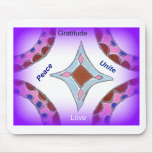 "Gratitude Peace Love Unite" Mandala Art Print Mouse Pad