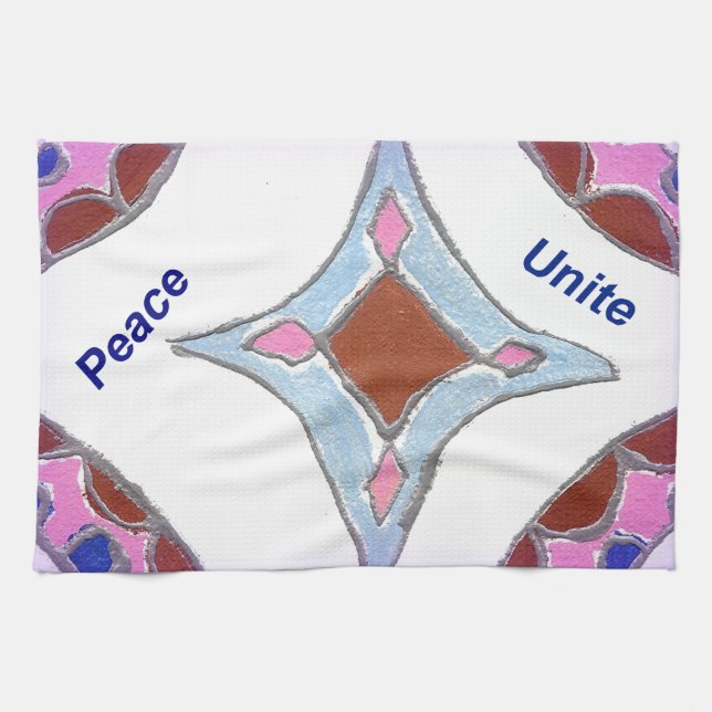 "Gratitude Peace Love Unite" Mandala Art Print Towel (Horizontal)